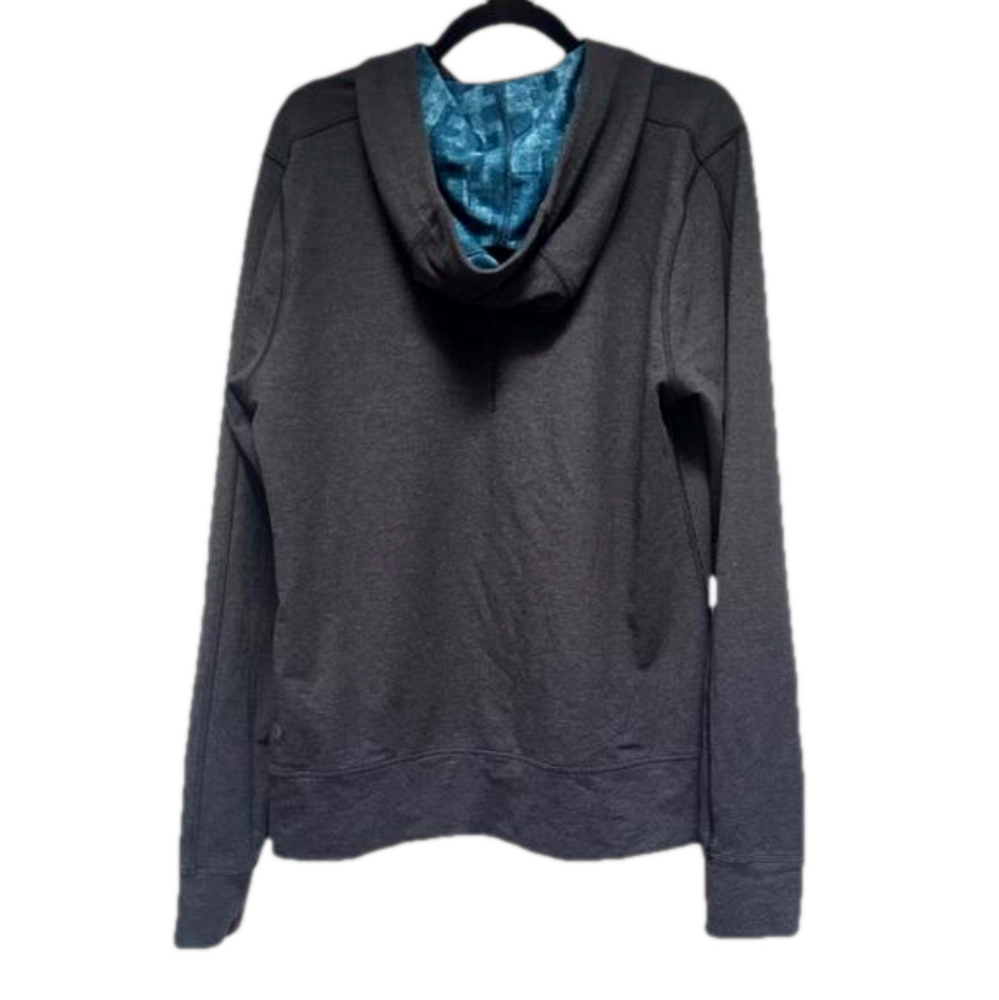 LULULEMON Men’s Grey Hoodie size Large Blue Print Underside